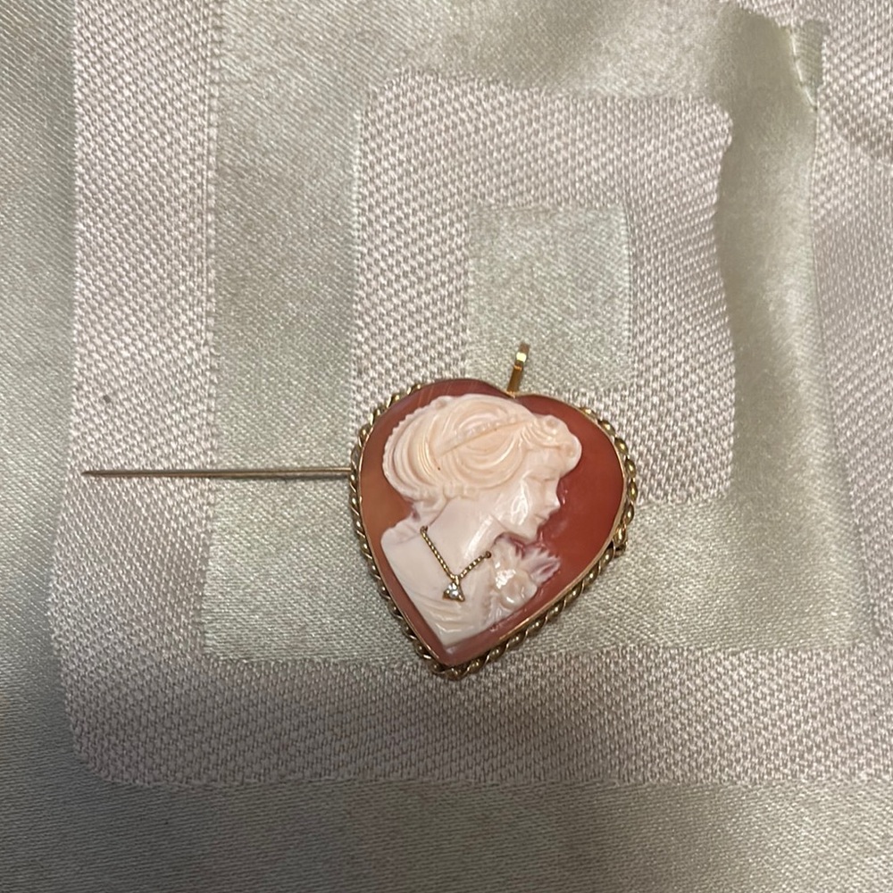 Elegant Pink Cameo Brooch